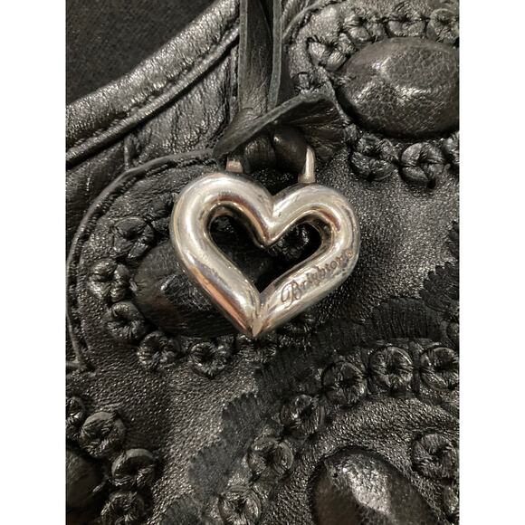BRIGHTON LOCK HEART ISSIE BLACK LEATHER HOBO RARE FIND - Picture 15 of 16